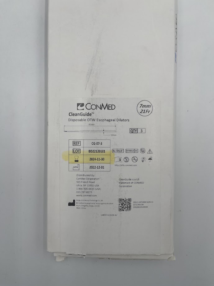 CONMED CG-07-3 Disposable OTW Esophageal Dialtors 7mm x 21FR (X)