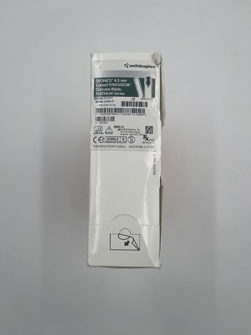 SMITH & NEPHEW 72205110 Dyonics 4.5mm Curved Synovator Concave Blade Platinum Series (6/Box) (X)