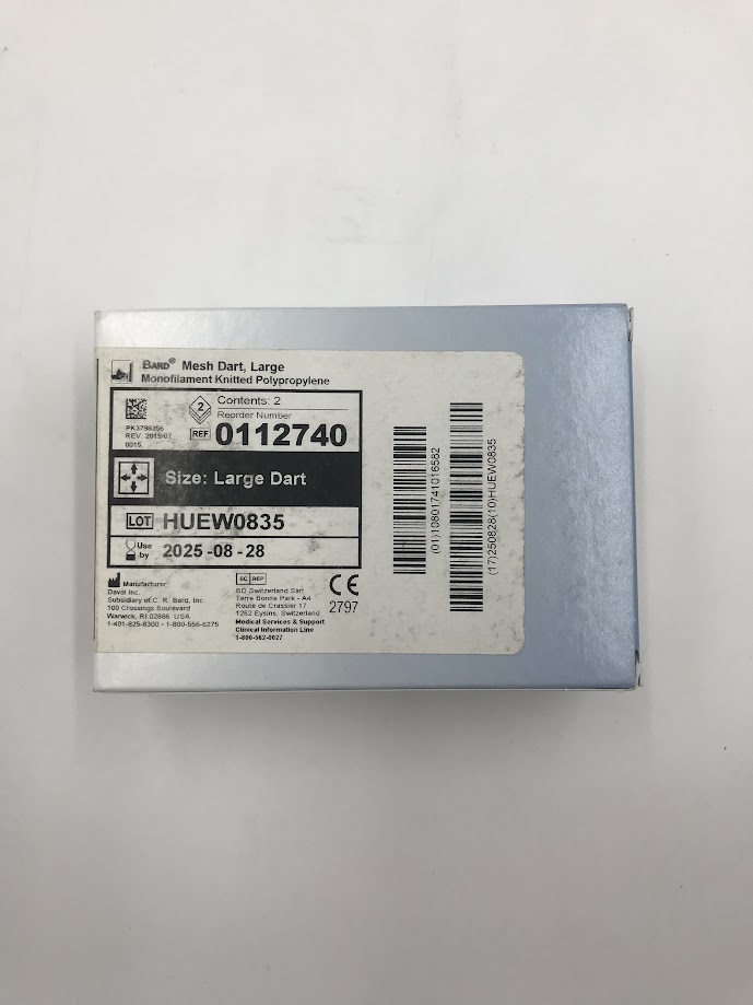 DAVOL / BARD 0112740 Mesh Dart, Large Monofilament Knitted Polypropylene 1.3in x 1.55in 2/Box (X)