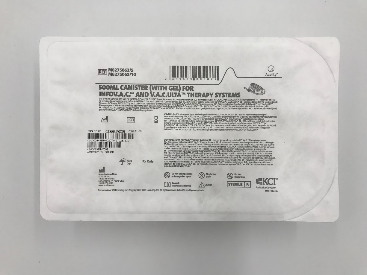 KCI M8275063/5 500 ml Canister (With Gel) For Infovac And V.A.C. Ulta Therapy Systems