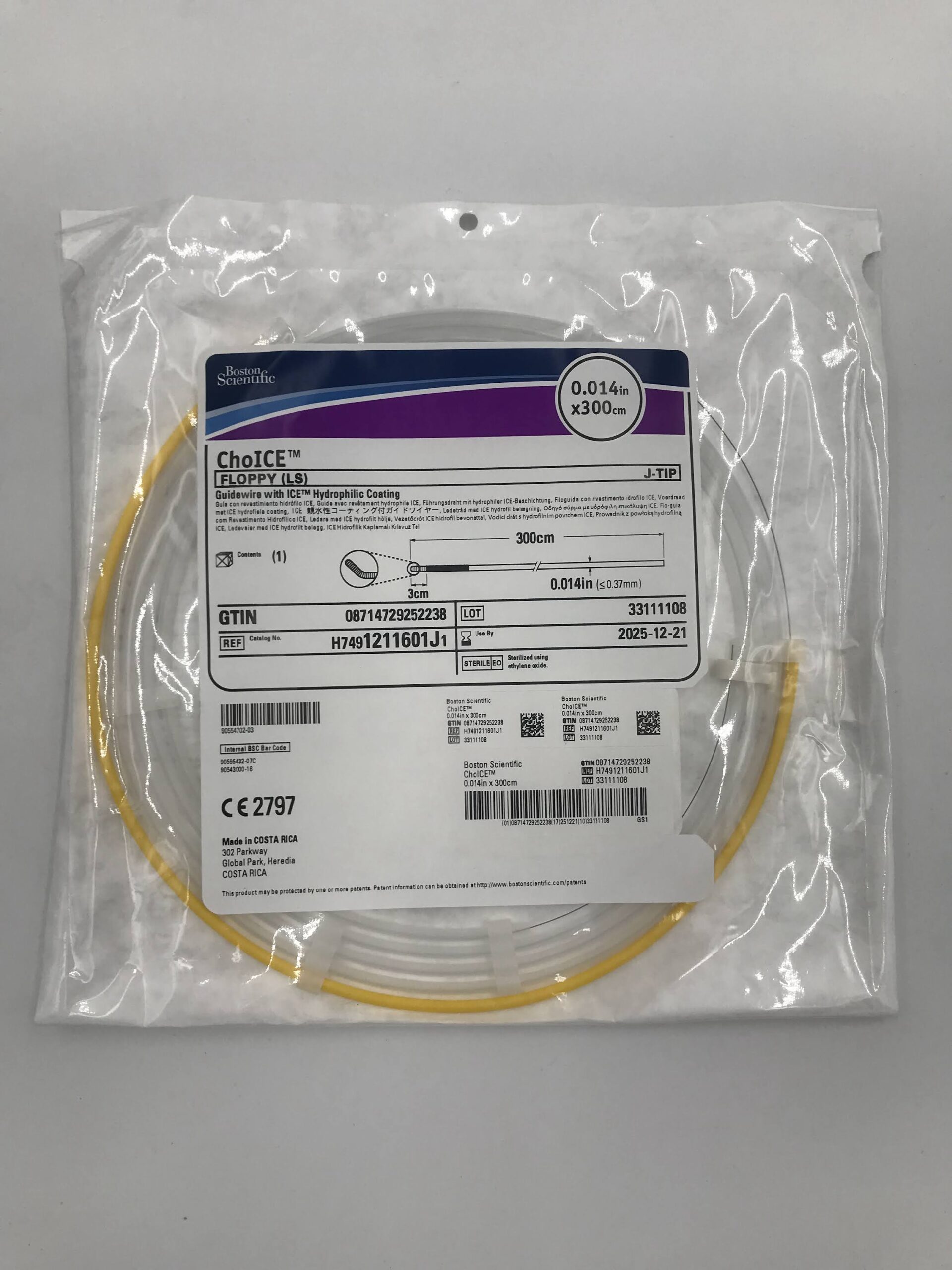 BOSTON SCIENTIFIC 1211601J Choice Floppy (LS) J-Tip Guidewire With Ice Hydrophilic Coating 0.014in x 300cm (X)