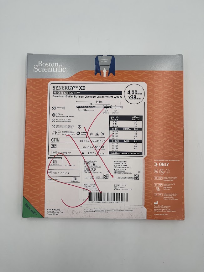 BOSTON SCIENTIFIC 394183840 Synergy Xd Monorail Everolimus-Eluting Platinum Chromium Coronary Stent System 4.0mm x 38mm (X)