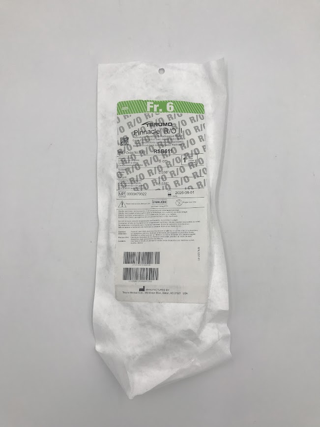 TERUMO RSB611 Pinnacle R/O II Introducer Sheath w/Radiopaque Marker 6Fr. 6cm x 0.038" x 0.038"