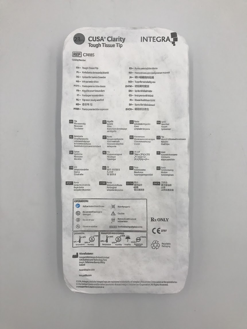 INTEGRA C7418S CUSA Clarit Tough Tissue Tip 23KHZ