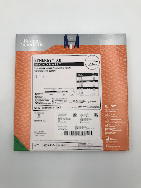 BOSTON SCIENTIFIC 394181650 Synergy XD Monorail Everolimus-Eluting Platinum Chromium Coronary Stent System 5.0mm x 16mm (X)