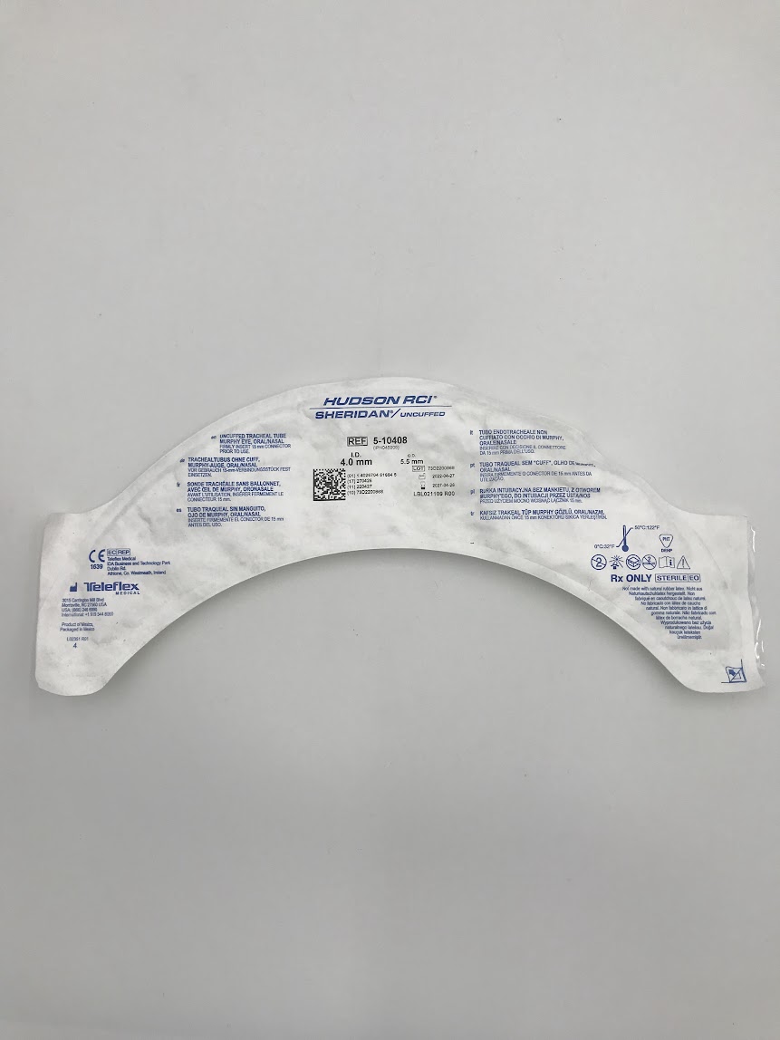 TELEFLEX 5-10408 Hudson RCI Sheridan/Uncuffed Tracheal Tube Murphy Eye, Oral/Nasal 4.0mm