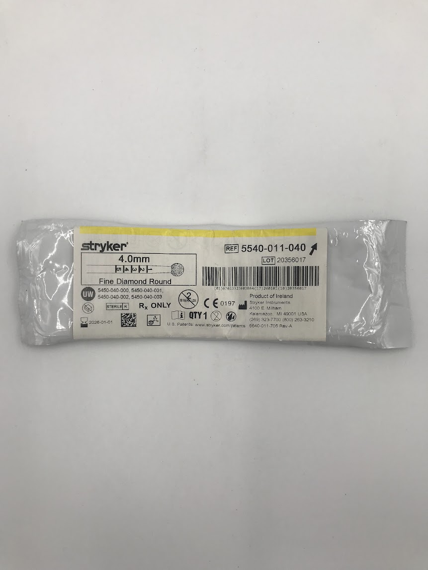STRYKER 5540-011-040 Round Fine Diamond Bur, 4.0mm (X)