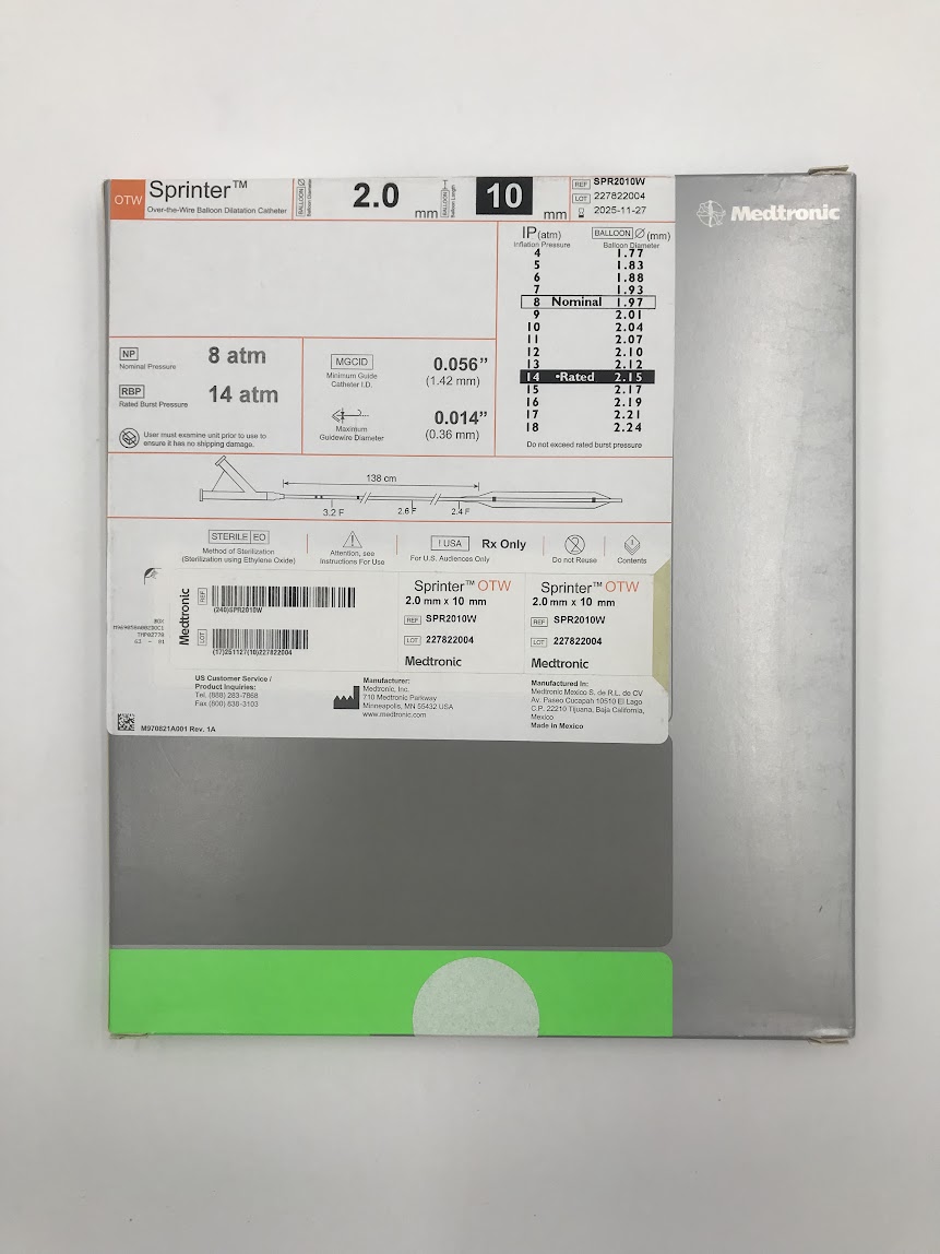 MEDTRONIC SPR2010W Sprinter Over-The-Wire Balloon Dilatation Catheter 2.0mm x 10mm (X)