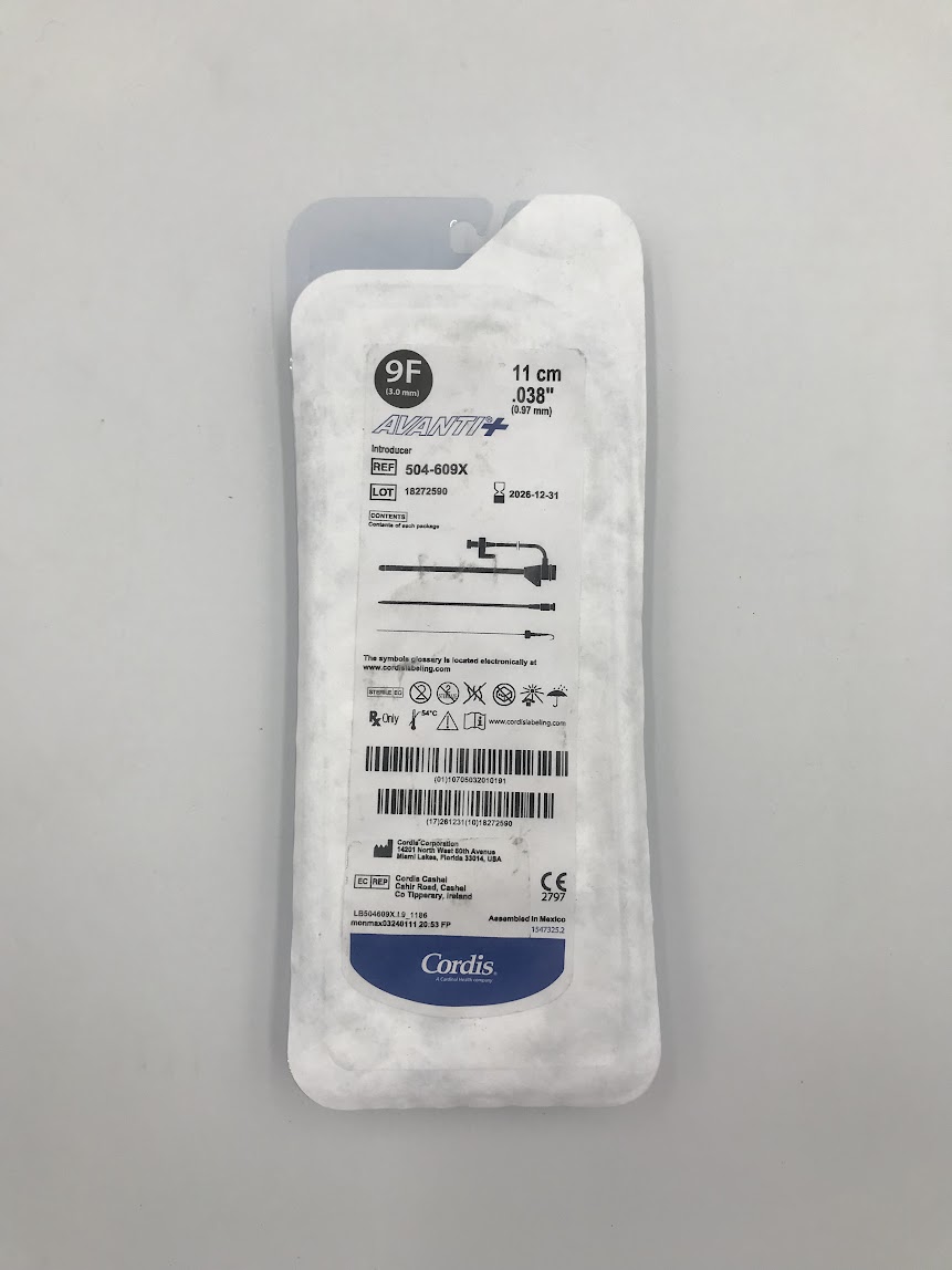 CORDIS 504-609X Avanti+ Introducers 11cm x 0.038in (0.97mm) 9F (3.0mm)