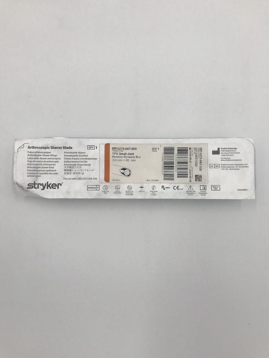 STRYKER 0275-647-000 Hooded Abrasion Bur 3.0mm Arthroscopic Shaver Blade