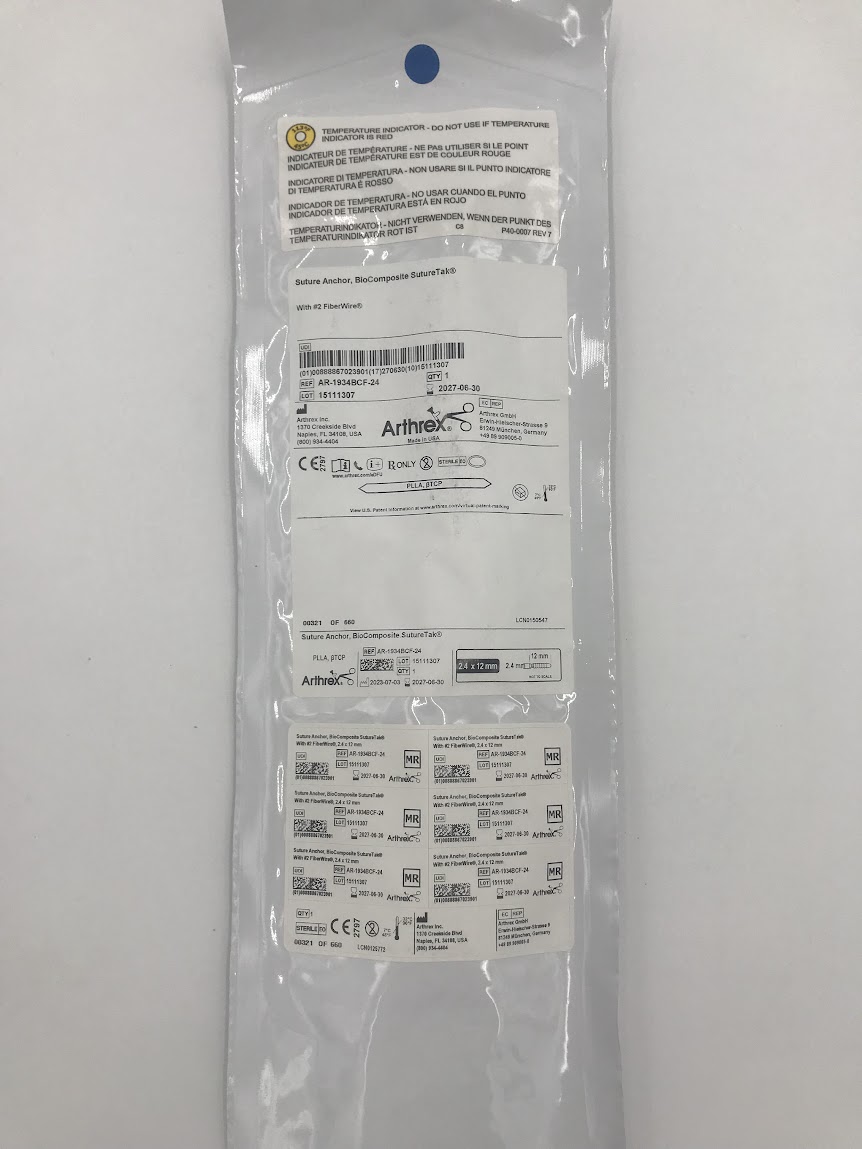 ARTHREX AR-1934BCF-24 Suture Anchor, Biocomposite Suturetak With #2 Fiberwire