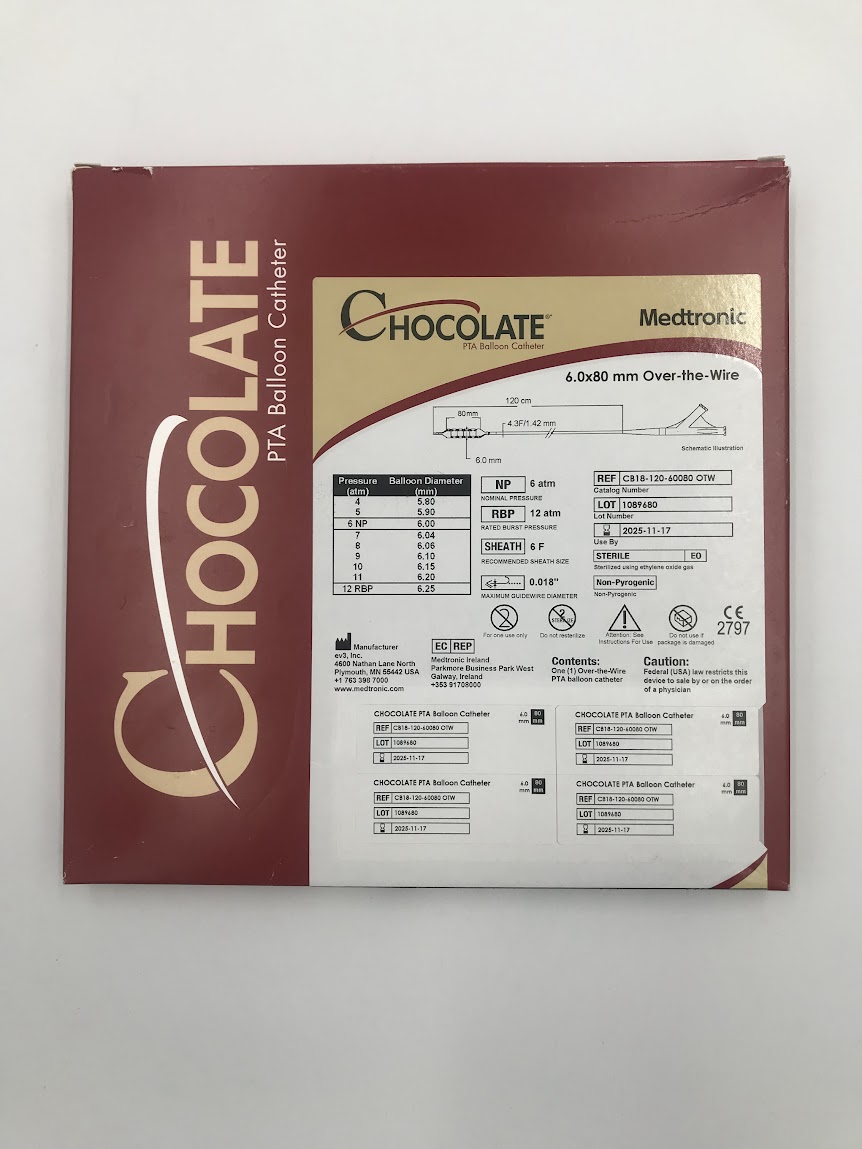 EV3 CB18-120-60080 OTW Chocolate PTA Balloon Catheter 5.0x120mm Over-the Wire (X)
