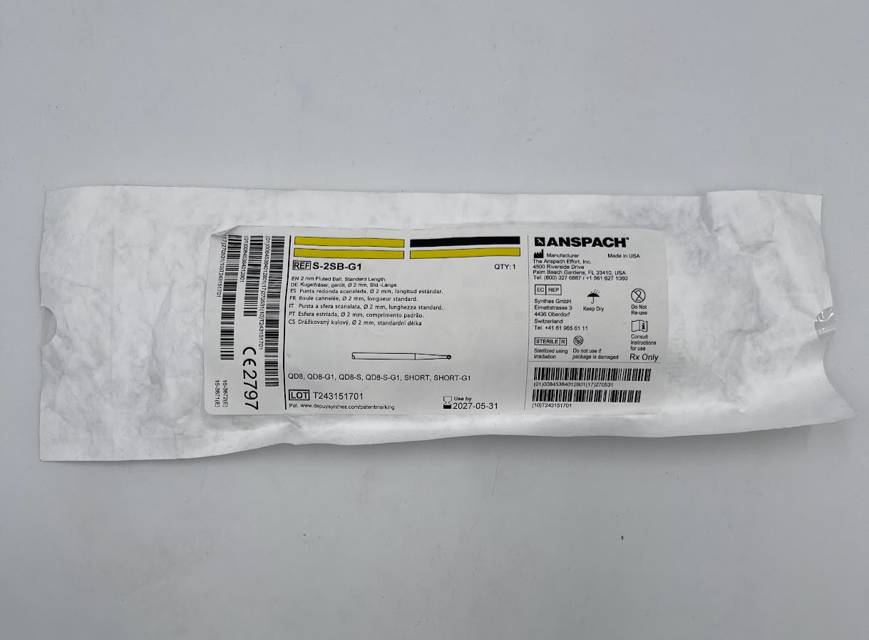ANSPACH S-2SB-G1 2mm Fluted Ball, Standard Length