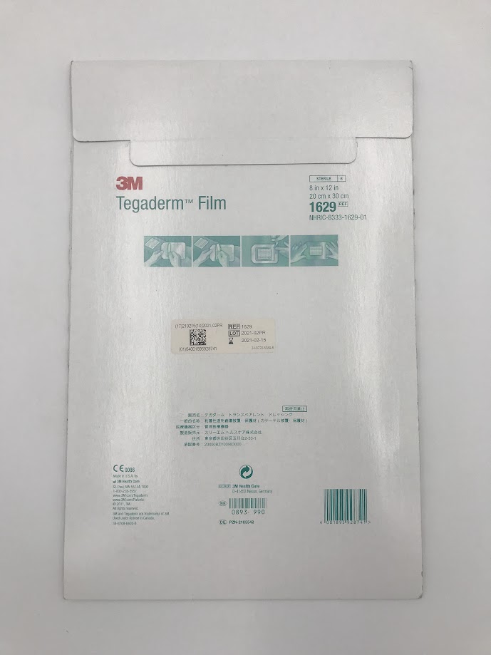 3M 1629 Tegaderm Film Transparent Film Dressing Frame Style 8"x12" (Pack/10) (X)