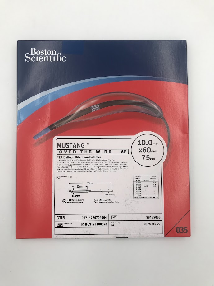 BOSTON SCIENTIFIC 3917110067 Mustang Over-the-Wire 6F PTA Balloon Dilatation Catheter 10.0mm x 60mm x 75cm