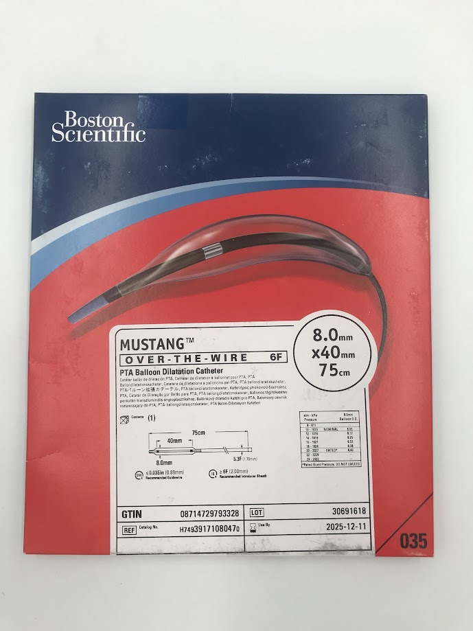 BOSTON SCIENTIFIC 3917108047 Mustang Over-The-Wire 6F PTA Balloon Dilatation Catheter 8.0mm x 40mm x 75cm (X)