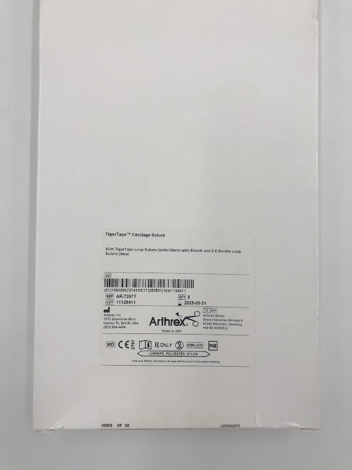 ARTHREX AR-7267T Tiger Tape Cerclage 2mm, 48" with Fiberlink Shuttle Suture (Box/5) (X)