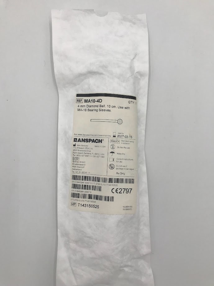 ANSPACH MA10-4D 4mm Diamond Ball, 10cm. Use with MA-10 Bearing Sleeves