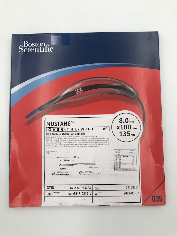 BOSTON SCIENTIFIC 3917108101 Mustang Over-the-Wire 6F PTA Balloon Dilatation Catheter 8.0mm x 100mm x 135cm (X)
