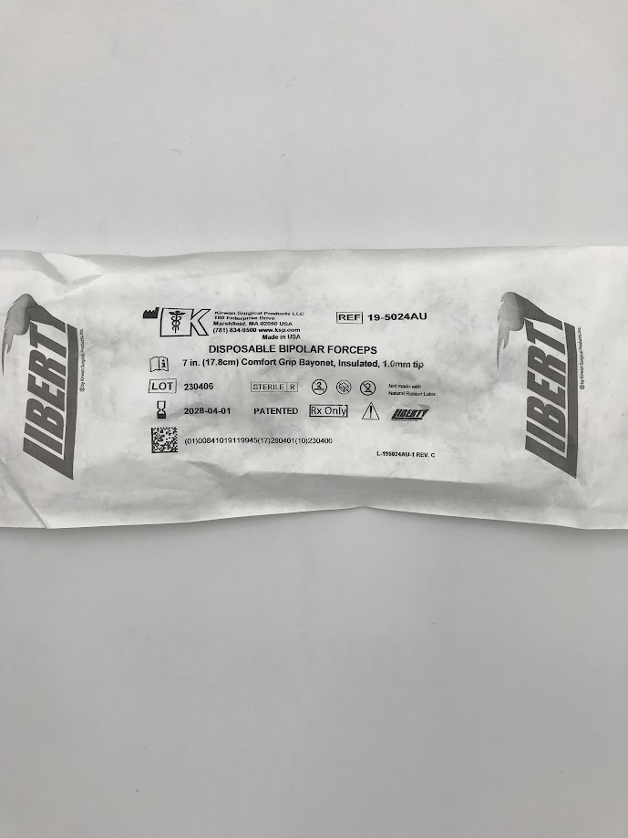 KIRWAN SURGICAL 19-5024AU Disposable Bipolar Forceps 7in Comfort Grip Bayonet Insulated