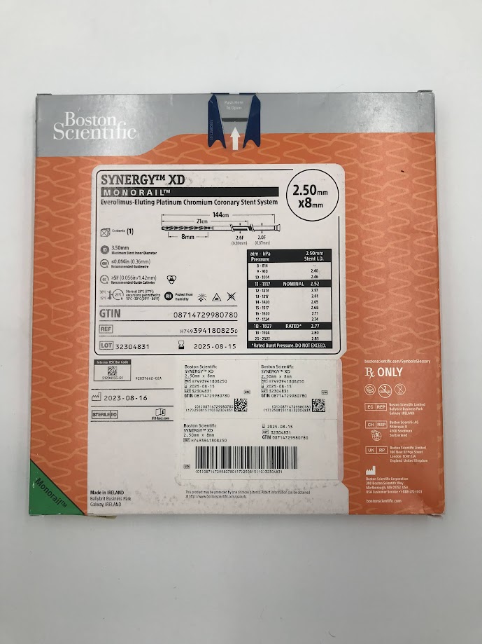 BOSTON SCIENTIFIC 394180825 Synergy XD Monorail Everolimus-Eluting Platinum Chromium Coronary Stent System 2.50mm x 8mm (X)
