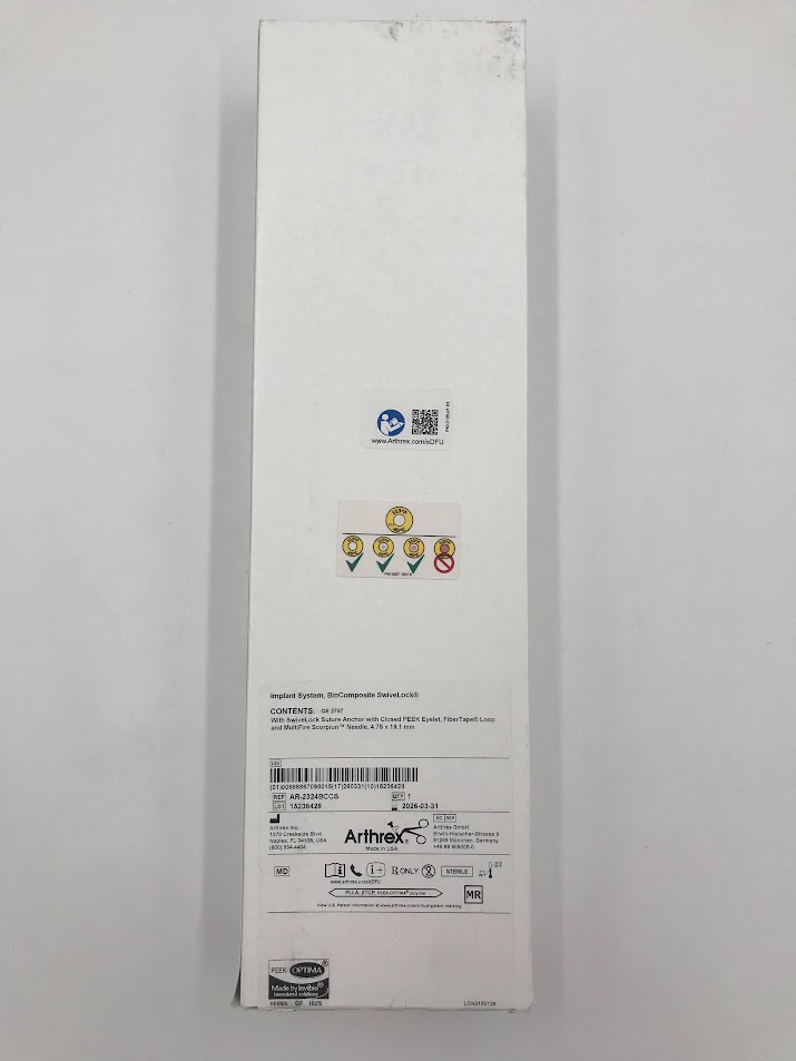 ARTHREX AR-2324BCCS Suture Anchor, Biocomposite SwiveLock, Closed Eyelet with Scorpion Needle (X)