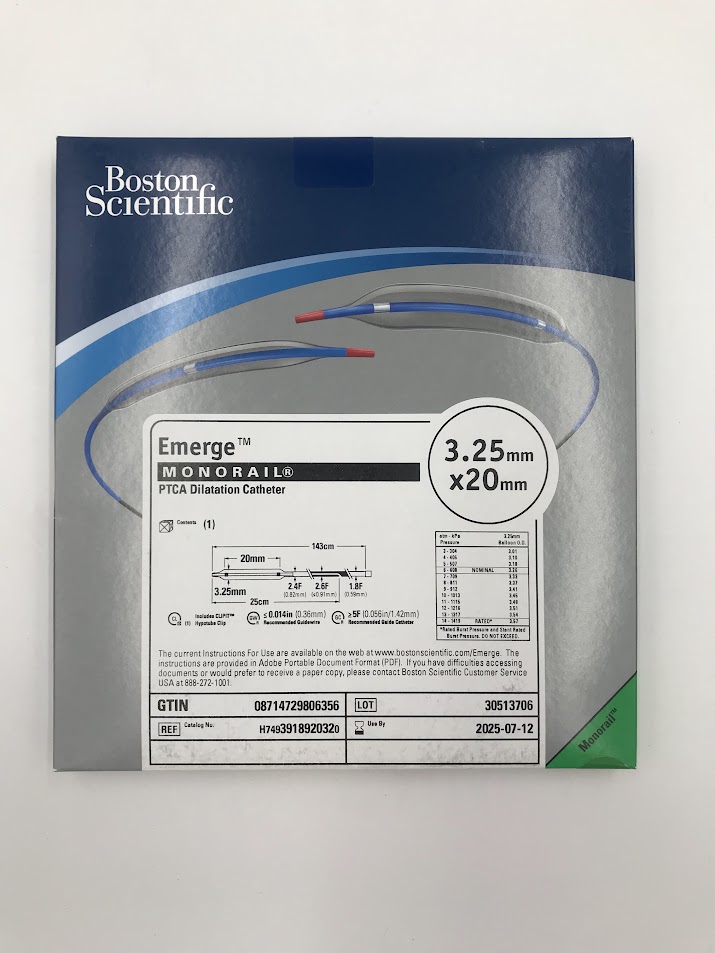 BOSTON SCIENTIFIC 391892032 Emerge Monorail PTCA Dilatation Catheter 3.25mm x 20mm (X)