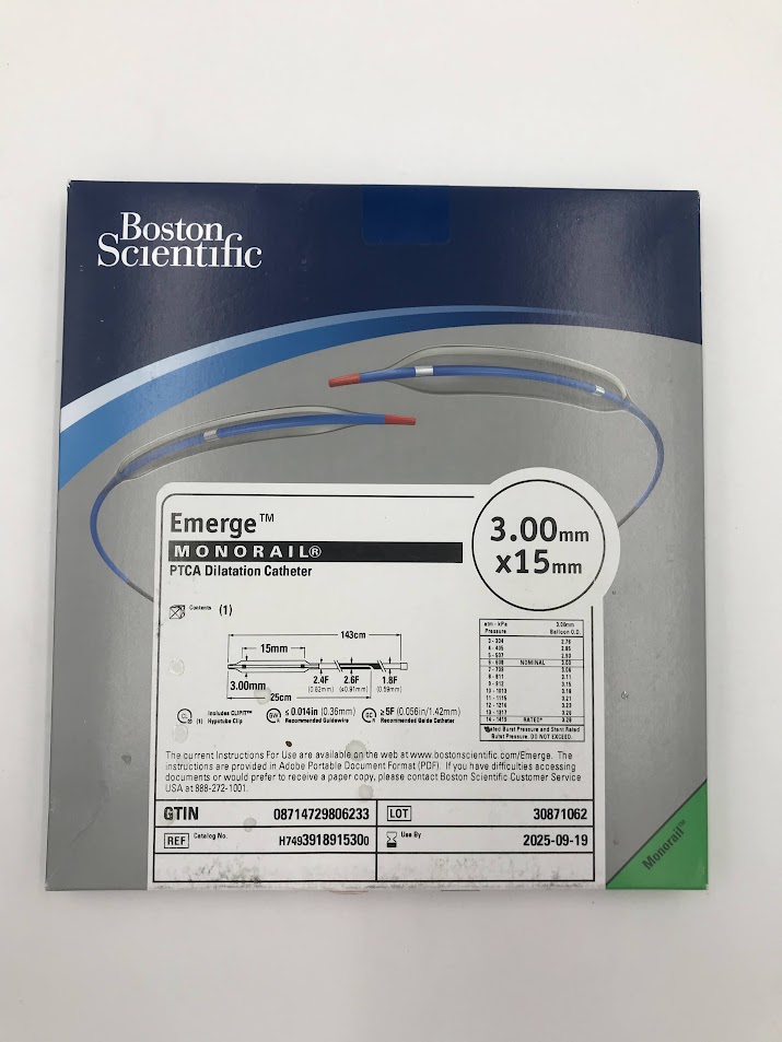 BOSTON SCIENTIFIC 391891530 Emerge Monorail PTCA Dilatation Catheter 3.00mm x 15mm (X)