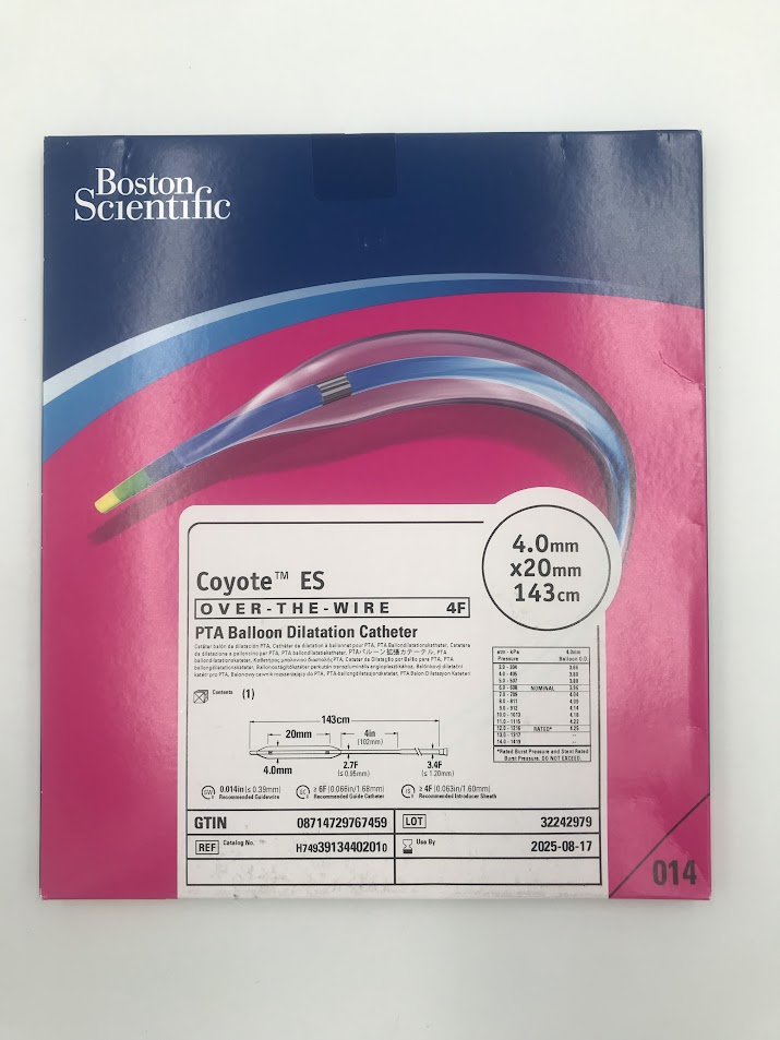 BOSTON SCIENTIFIC 3913440201 Coyote ES Over-The-Wire 4F PTA Balloon Dilatation Catheter 4.0mm x 20mm 143 CM (X)