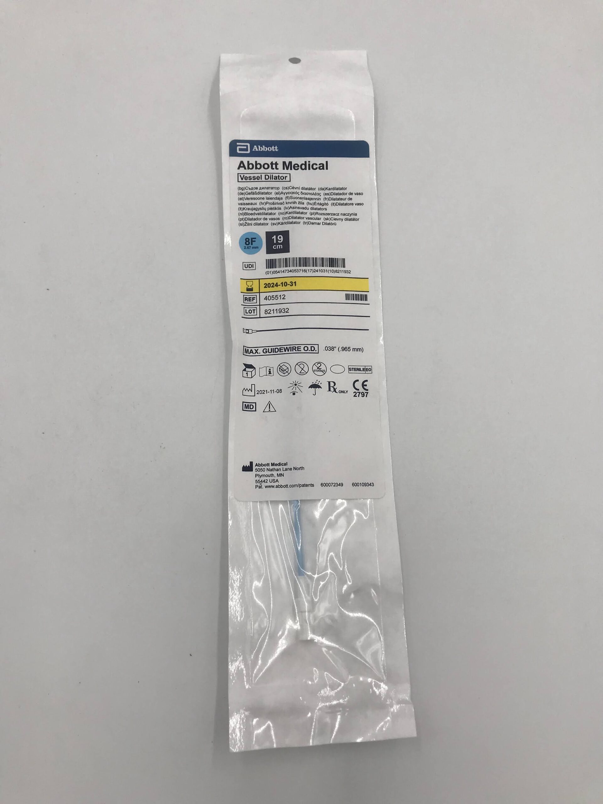 ABBOTT 405512 VESSEL DILATOR 8F 19CM (X)