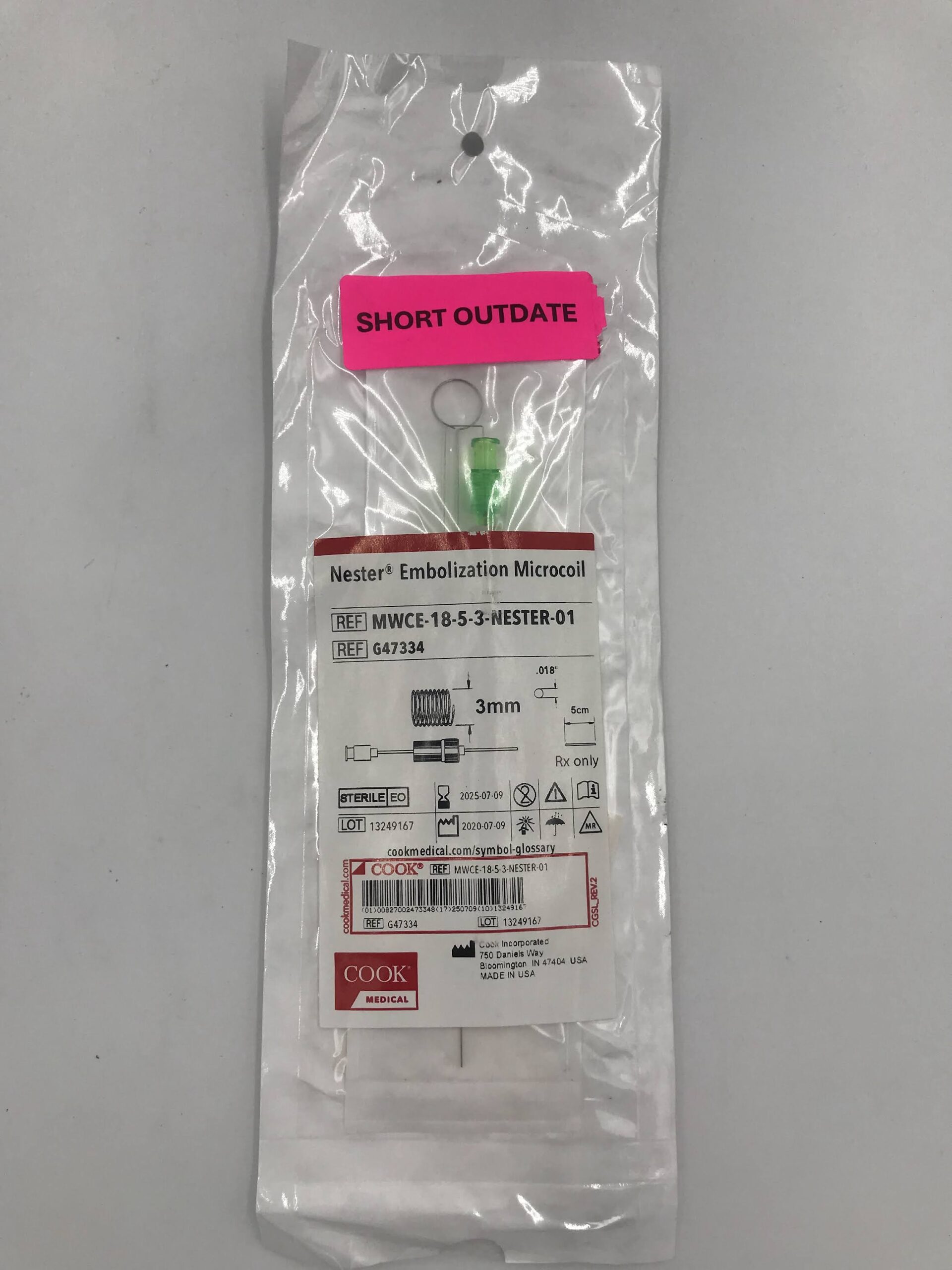 COOK G47334 NESTER EMBOLIZATION COIL 3MM /5CM. 0.018" DIAM. (X)