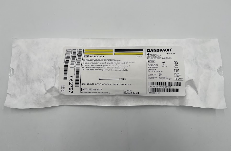 ANSPACH S-3SDC-G1 Coarse Diamond Ball, Standard Length 3mm (ID)