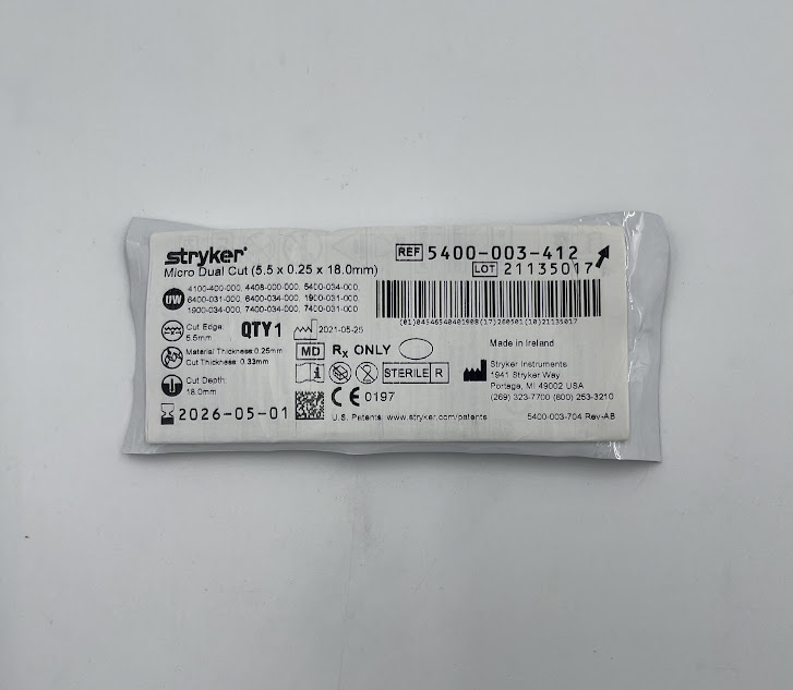 STRYKER 5400-003-412 Micro Dual Cut (5.5 x 0.25 x 18.0mm) (X)