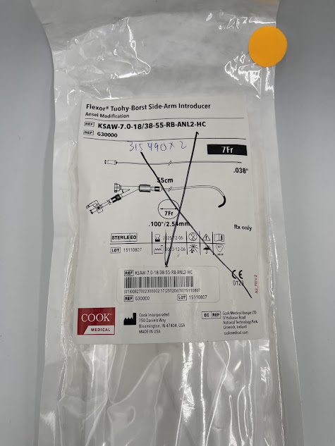 COOK MEDICAL G30000 Flexor Tuohy-Borst Side-Arm Introducer, Ansel Modification 7Fr (X)