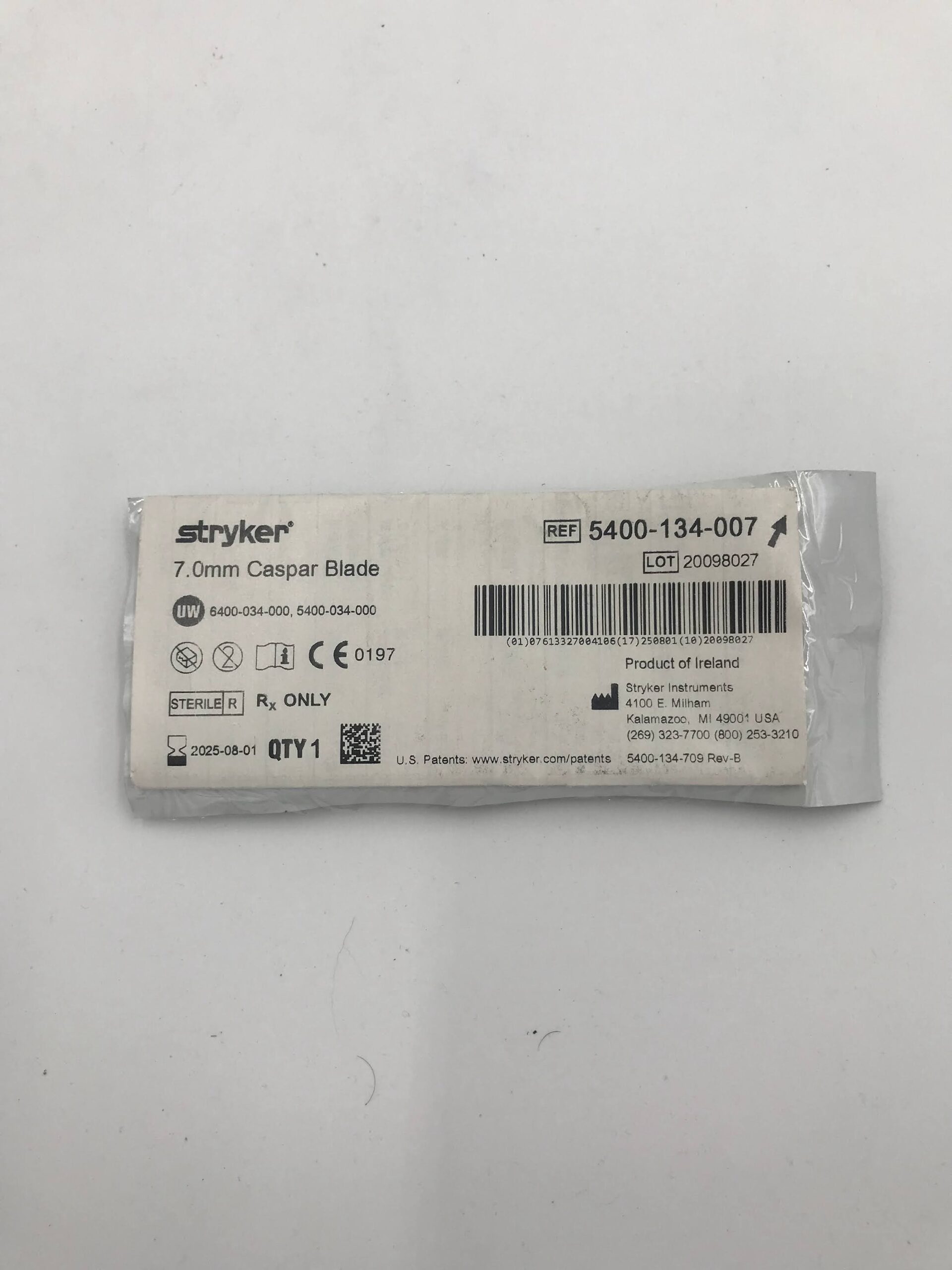 STRYKER INSTRUMENTS 5400-134-7 CORE CASPAR BLADE, 7.0MM (X)