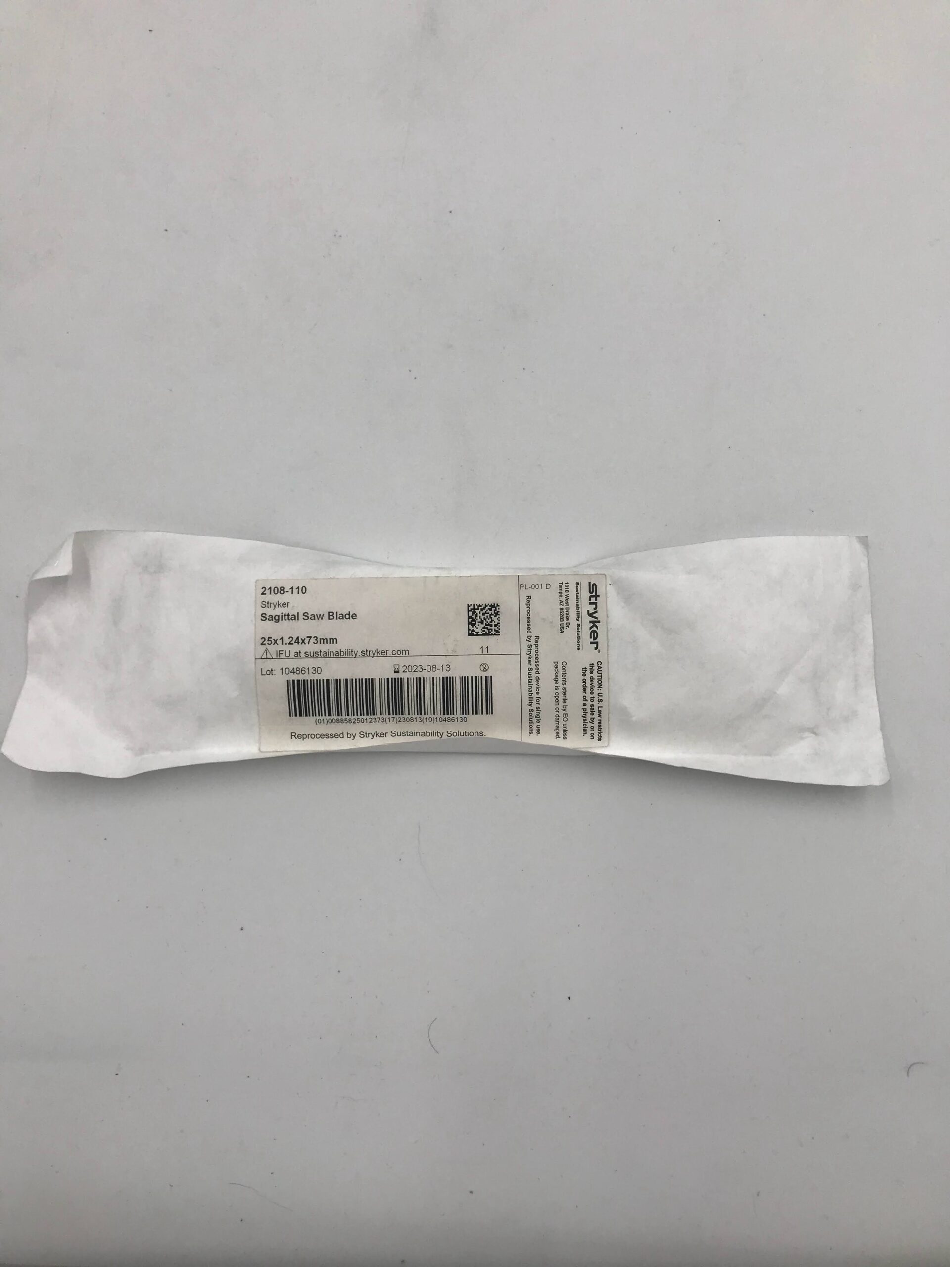 STRYKER INSTRUMENTS 2108-110-000 2108 SERIES SAGITTAL BLADE (25 X 1.24 X 73MM) (X)