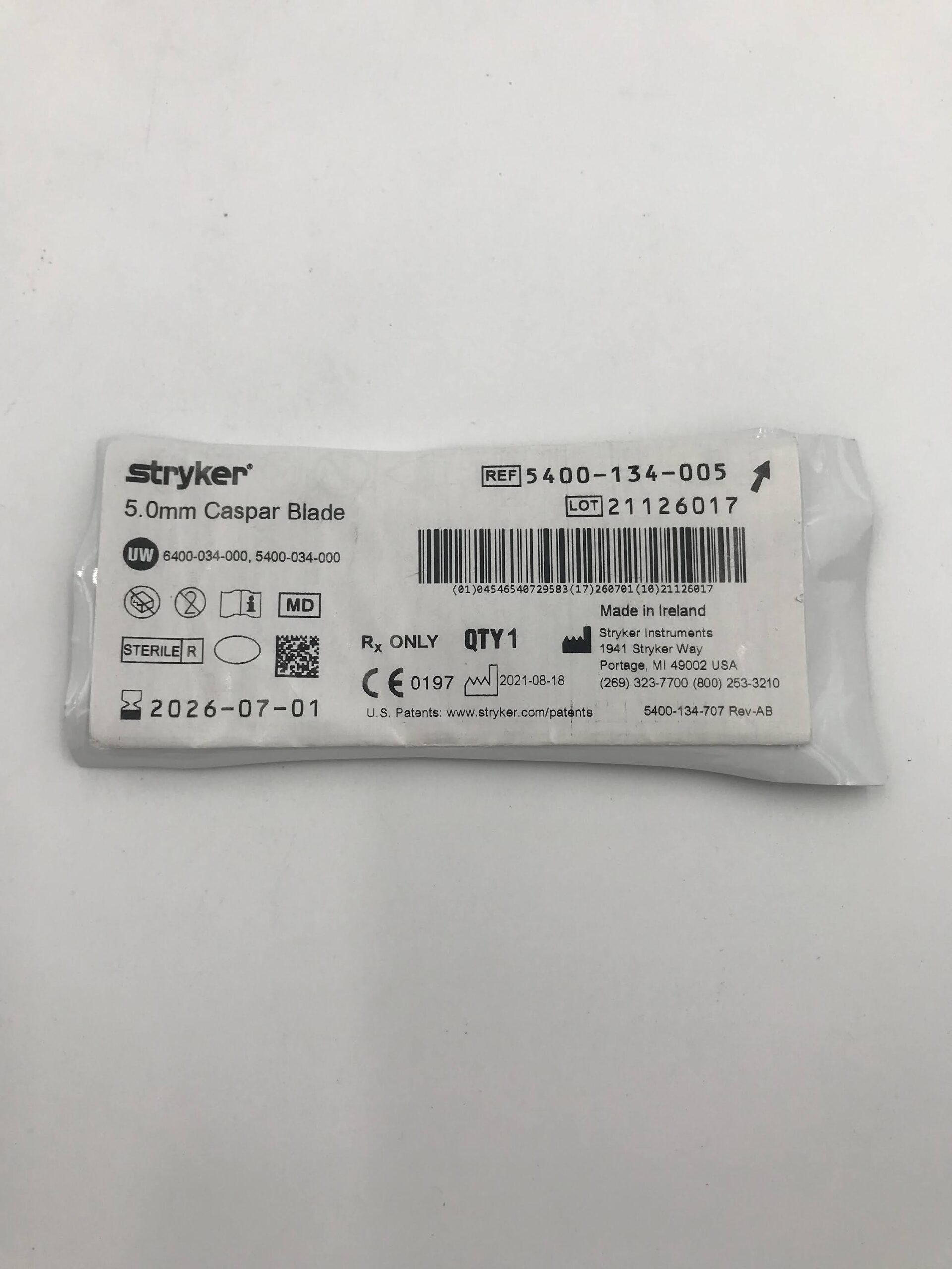 STRYKER INSTRUMENTS 5400-134-005 CASPAR BLADE 5.0MM (X)