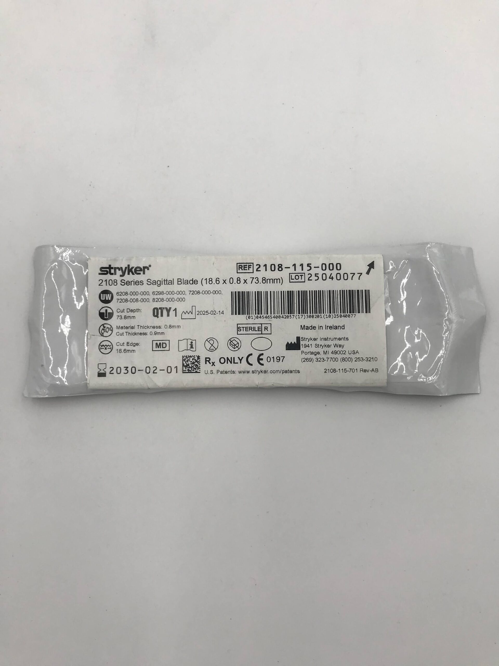 STRYKER INSTRUMENTS 2108-115-000 SAGITTAL BLADE MEDIUM (ID)