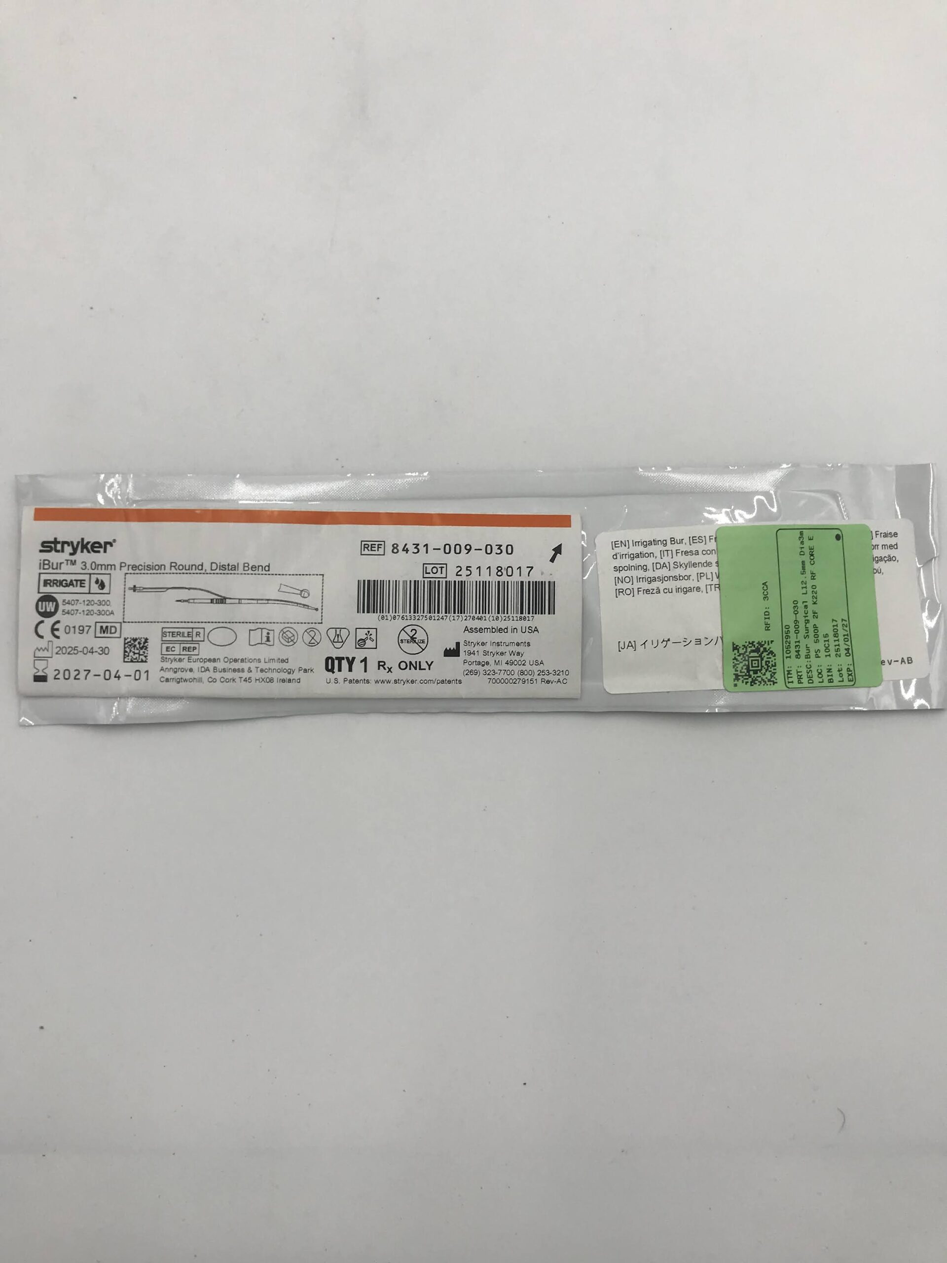 STRYKER INSTRUMENTS 8431-009-030 3.0MM PRECISION ROUND iBur (ID)