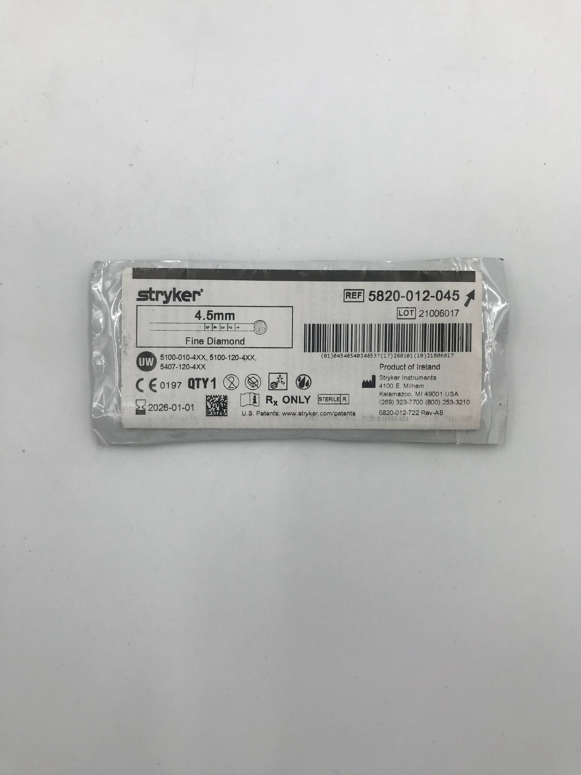 STRYKER INSTRUMENTS 5820-012-045 4.5MM FINE DIAMOND (X)