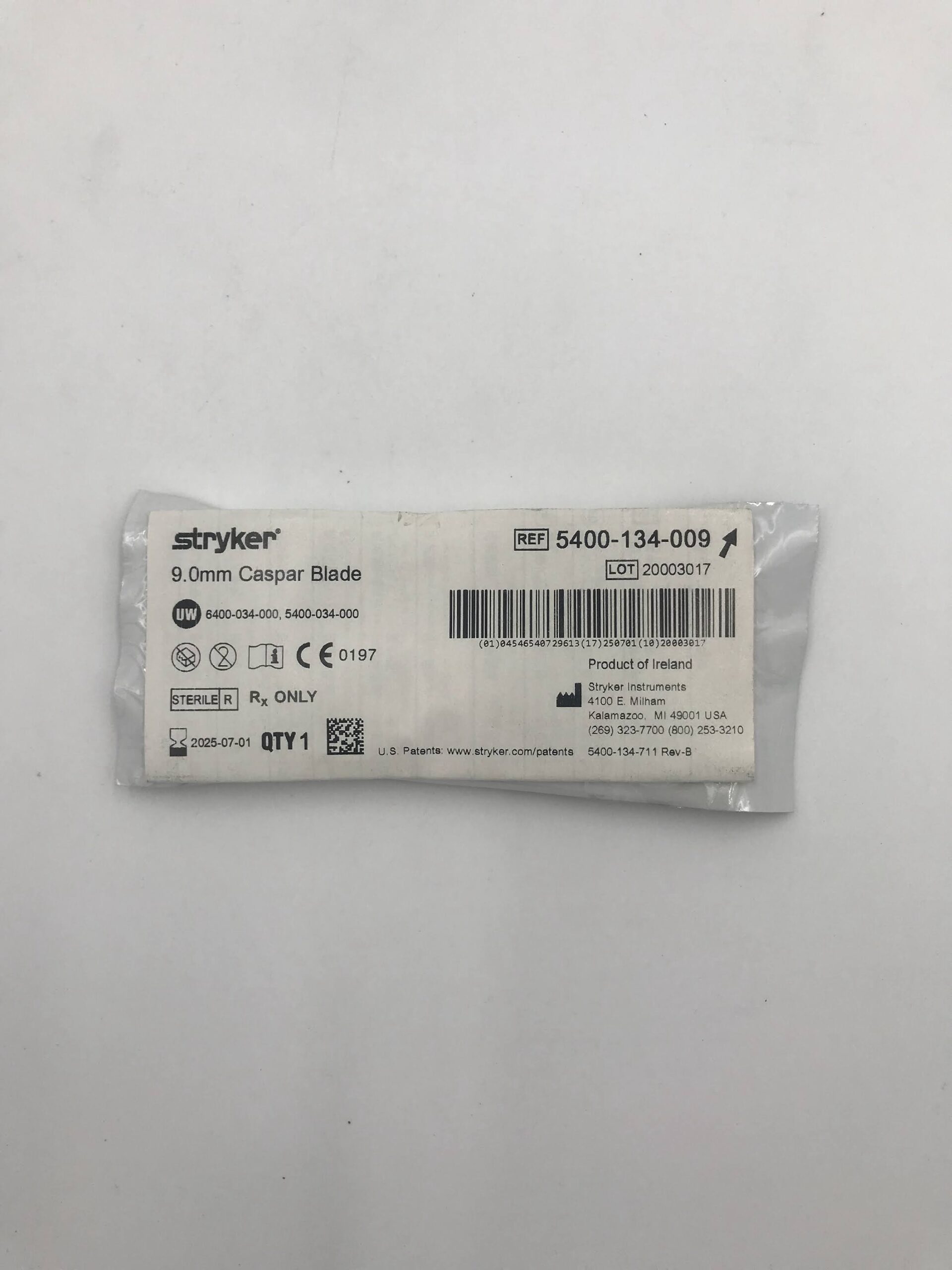 STRYKER INSTRUMENTS 5400-134-009 CASPAR BLADE 10.0MM (X)