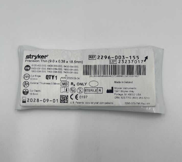 STRYKER INSTRUMENTS 2296-003-155 Precision Thin (9.0 x 0.38 x 18.5mm) (ID)
