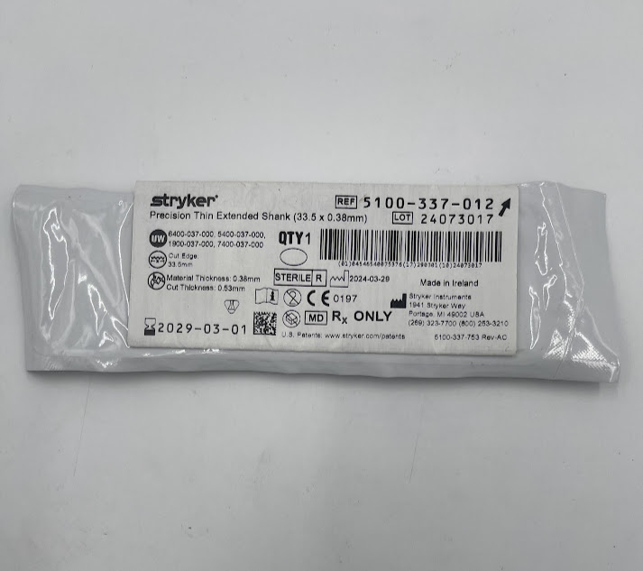 STRYKER INSTRUMENTS 5100-337-012 Precision Thin Extended Shank (33.5 x 0.38mm) (ID)