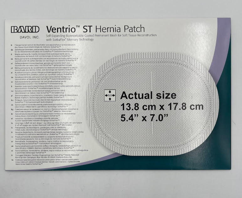 BARD 5950050 Ventrio ST Hernia Patch - Oval, 13.8cm x 17.8cm, 5.4" x 7.0" (X)