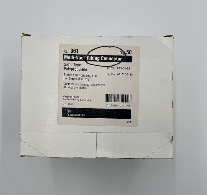 CARDINAL HEALTH 361 Medi-Vac Tubing Connector (BOX/50) (X)