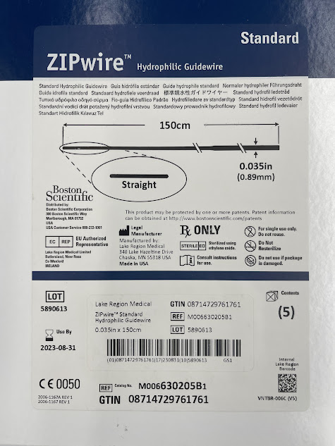 BOSTON SCIENTIFIC 630205B ZIPwire Standard Hydrophilic Guidewire - Straight, 150cm (X) - Image 2