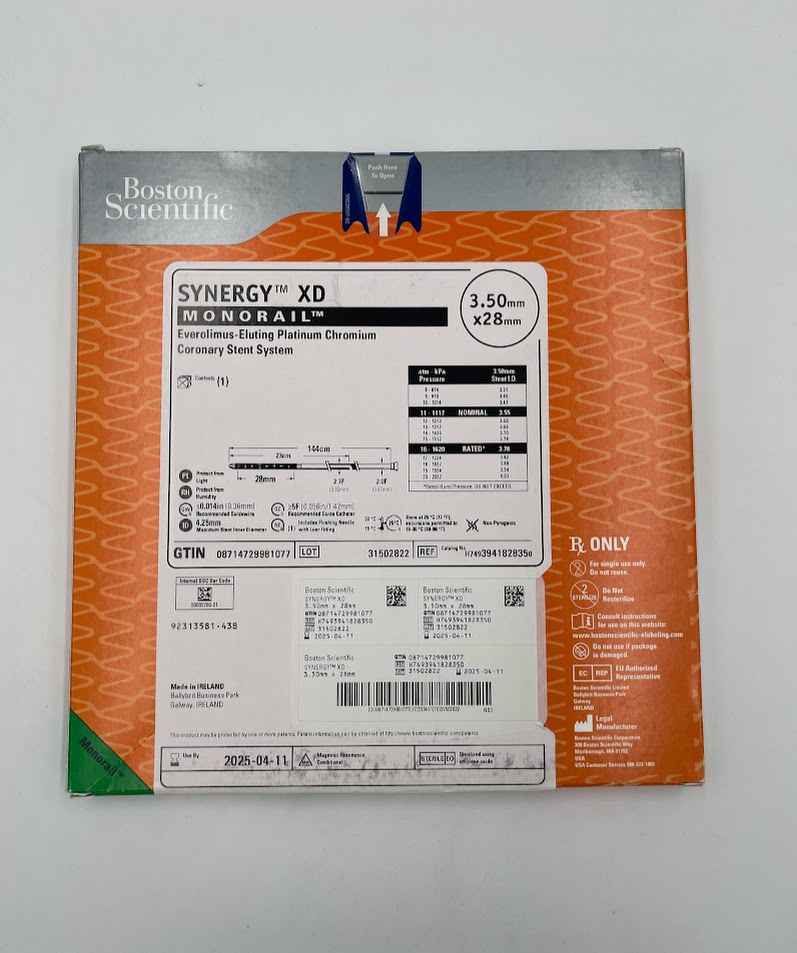 BOSTON SCIENTIFIC 394182835 Synergy XD Monorail Everolimus-Eluting Platinum Chromium Coronary Stent System 3.50mm x 28mm (X)