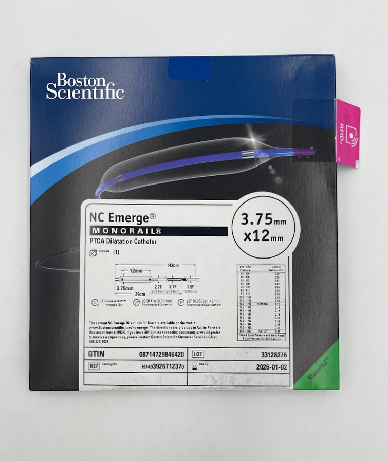 BOSTON SCIENTIFIC 392671237 NC Emerge MONORAIL PTCA Dilatation Catheter, 3.75mm x 12mm (X)