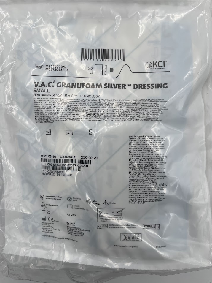 KCI M8275098/5  V.A.C. GRANUFOAM SILVER DRESSING SMALL (ID)