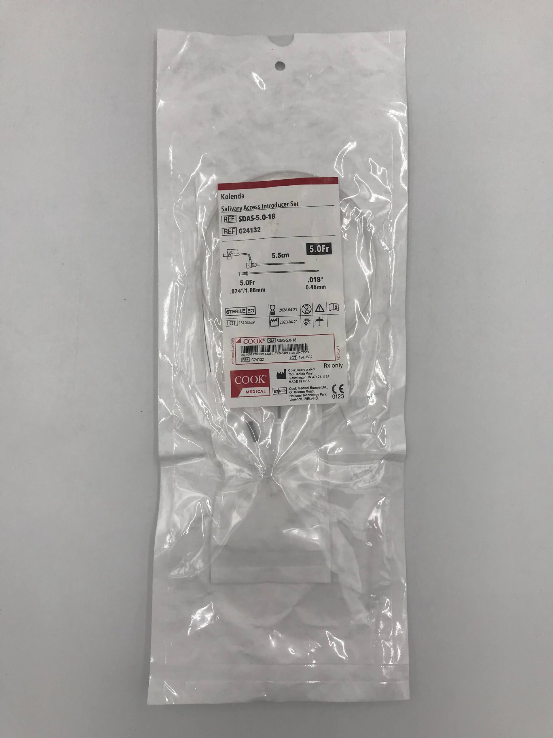 COOK G24132 SALIVARY ACCESS INTRODUCER SET 5.0FR/ 5.5CM/ 0.018" (X)